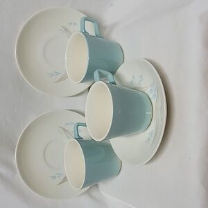 Homer Laughlin Orbit Cups &Saucers, Set of 3